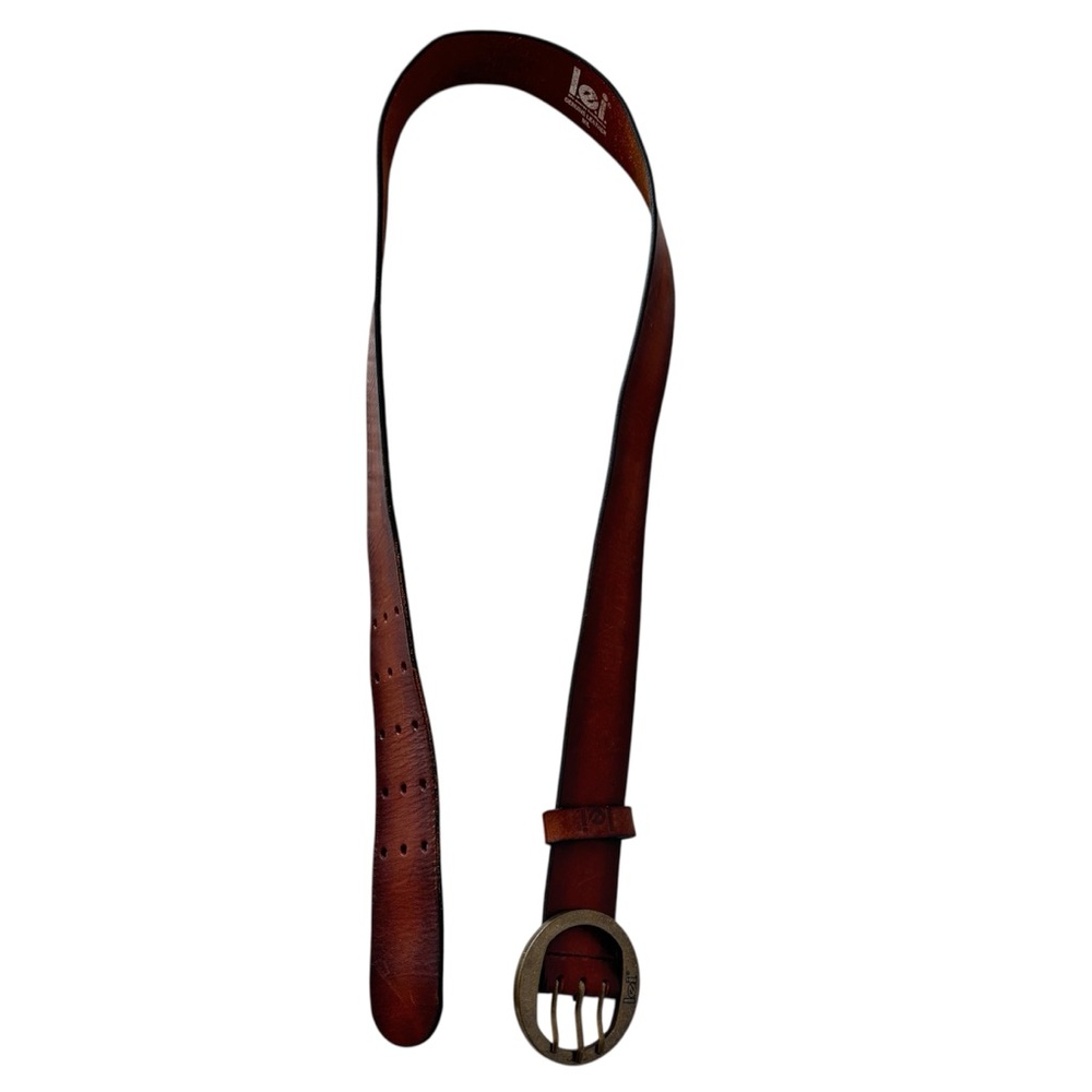 l.e.i. Brown Genuine Leather Belt With Brass Buckle Women’s Size M/L